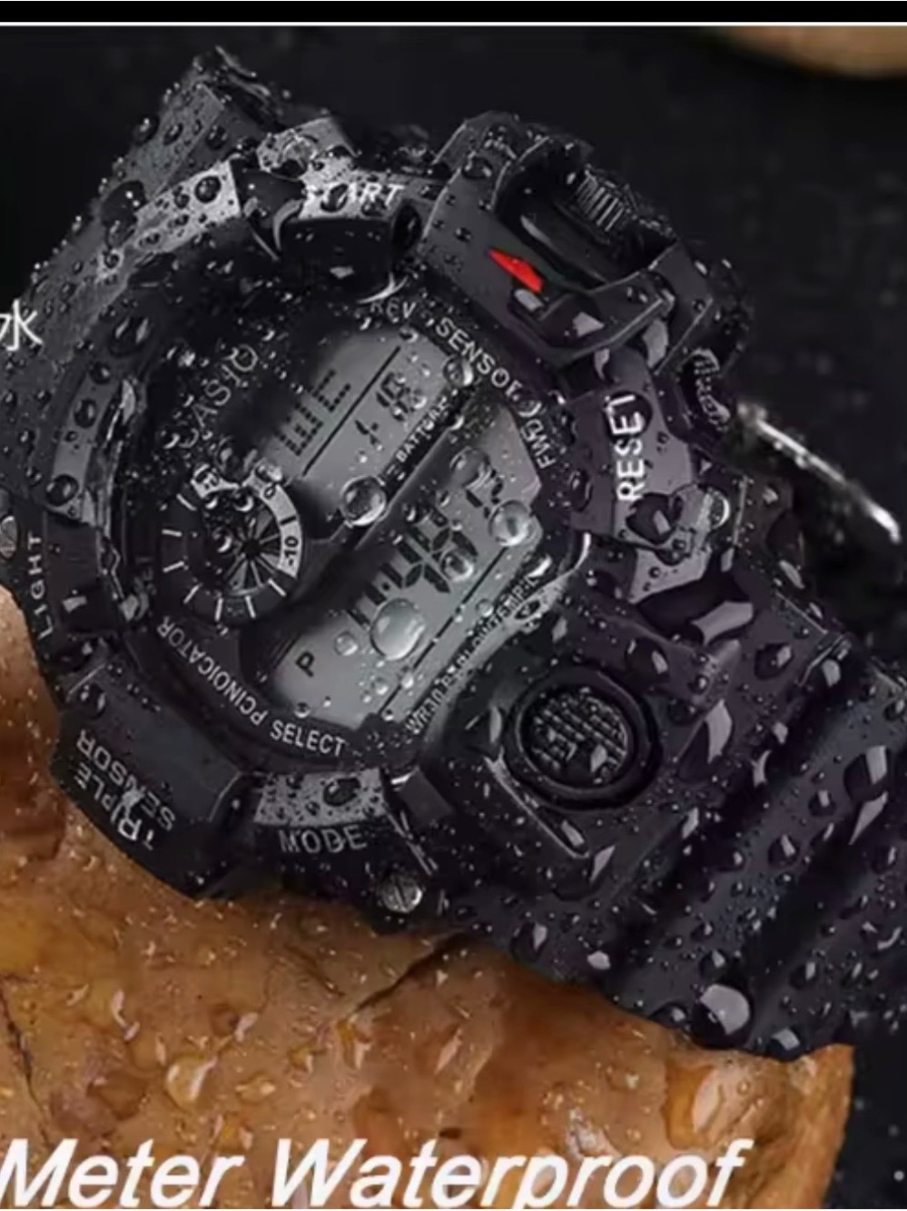 Men's Black Digital Sport Watch - Waterproof